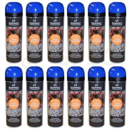 Farba geodezyjna do znakowania niebieska 500ml spray 12 sztuk SOPPEC Track Marker