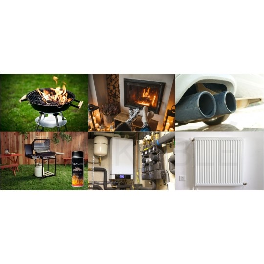 Farba żaroodporna wysokotemperaturowa w sprayu czarna 400ml BAUHUS