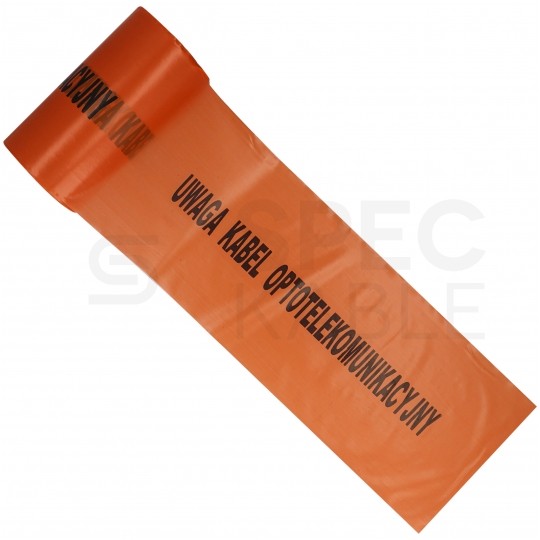 Folia ostrzegawcza do światłowodów POMARAŃCZOWA 20cm x 100m