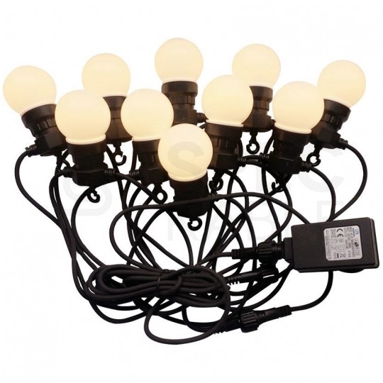 Girlanda ogrodowa zewnętrzna ozdobny łańcuch o długości 5m / 10 x żarówek LED 0,5W 230V 300lm 3000K IP44 barwa WW biała ciepła V-TAC VT-70510