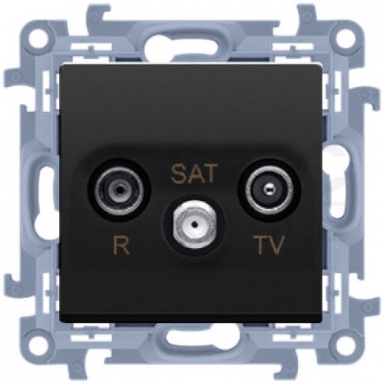 Gniazdo antenowe R-TV-SAT końcowe SIMON 10 czarne matowe Kontakt Simon CASK.01/49