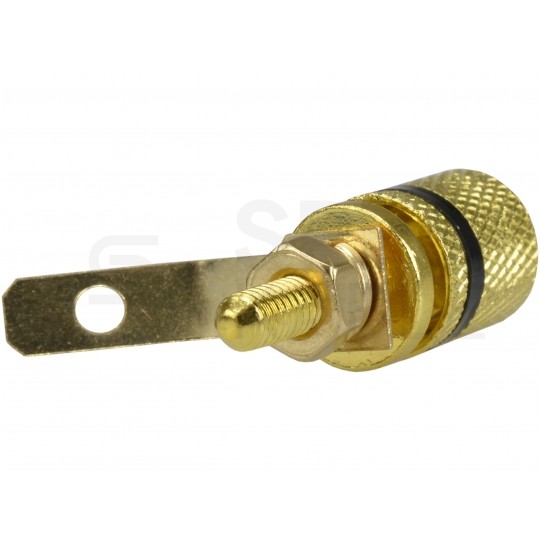 Gniazdo głośnikowe typu BANAN skręcane do obudowy pozłacane czarne