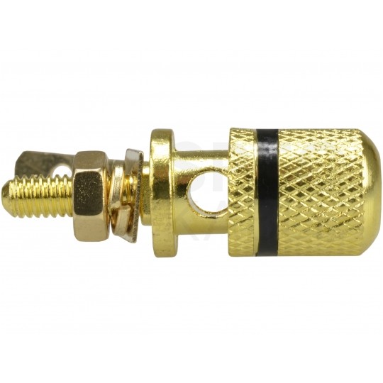 Gniazdo głośnikowe typu BANAN skręcane do obudowy pozłacane czarne