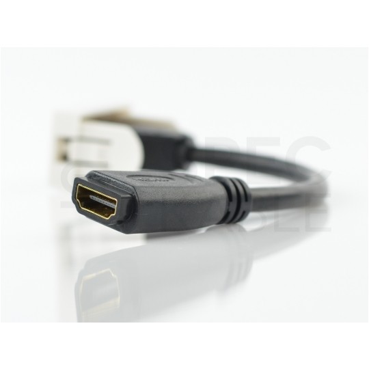 Gniazdo HDMI 1.4 z przewodem 15cm moduł 1M 22,5x45 biały Mediabox