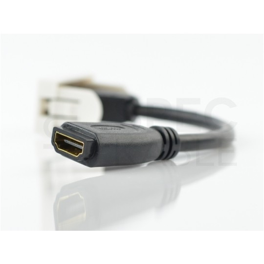 Gniazdo HDMI 1.4 z przewodem 20cm moduł 1M 22,5x45 biały Mediabox