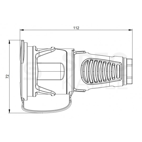 Gniazdo hermetyczne gumowe z klapką [2P+Z] 230V 16A czarno-czerwone IP54 TAURUS2 na kabel do 13,0mm