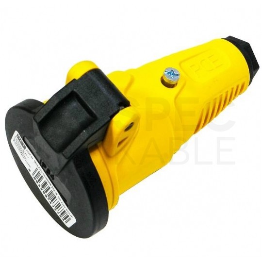Gniazdo hermetyczne gumowe z klapką [2P+Z] Schuko 230V 16A żółto-czarne IP54 TAURUS2 na kabel do 13,0mm