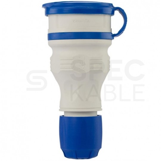 Gniazdo hermetyczne prądowe z klapką [2P+Z] 230V 16A szaro-niebieskie IP54 EXTREM na kabel