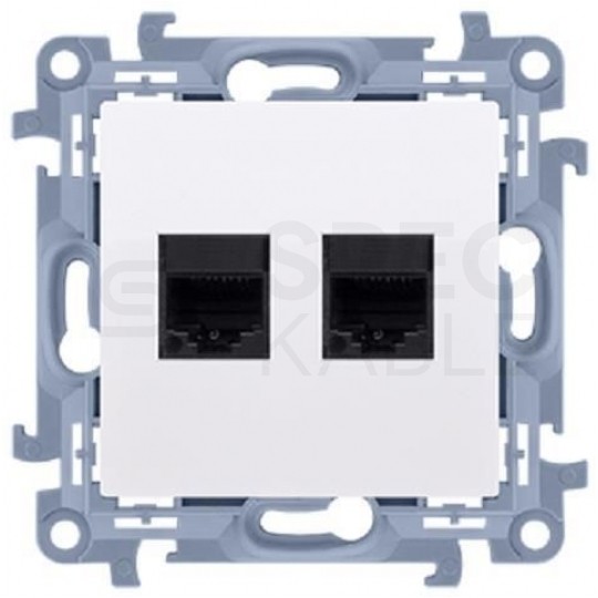 Gniazdo komputerowe LAN podwójne SIMON 10 nieekranowane UTP 2x RJ45 kat.5e białe Kontakt Simon C52.01/11
