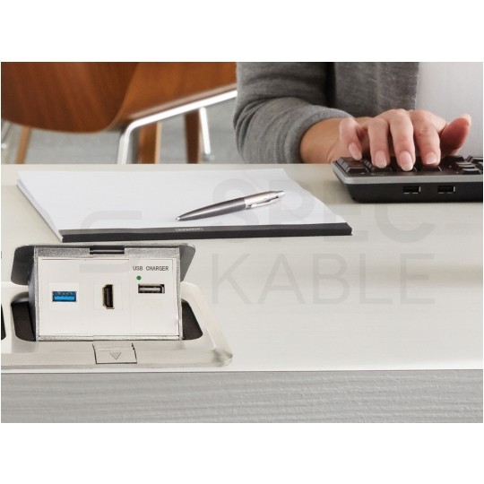 Gniazdo komputerowe USB 3.0 A / A moduł typu keystone biały Mediabox