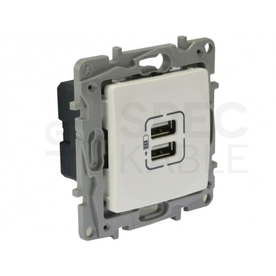 Gniazdo ładowania USB podwójne NILOE białe 2x USB (5V / 2,4A) Legrand