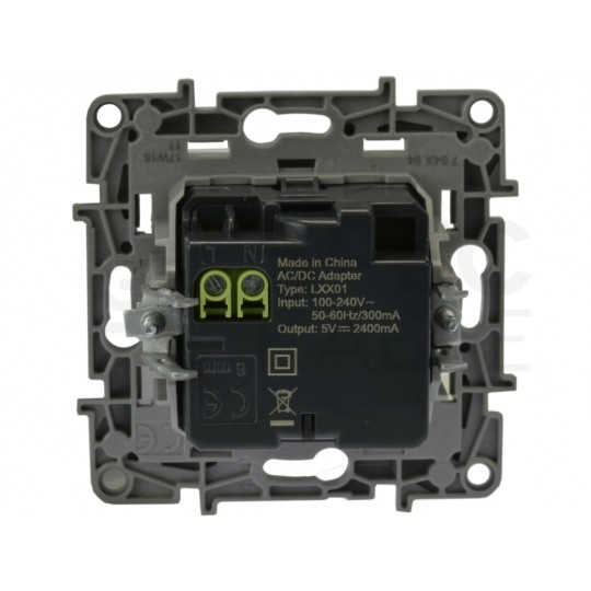 Gniazdo ładowania USB podwójne NILOE białe 2x USB (5V / 2,4A) Legrand