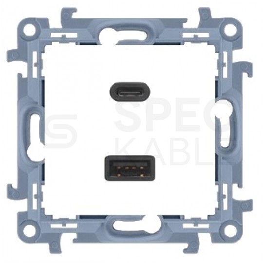Gniazdo ładowania USB podwójne SIMON 10 białe USB A + USB C (18W) Kontakt Simon CEC2CA.01/11