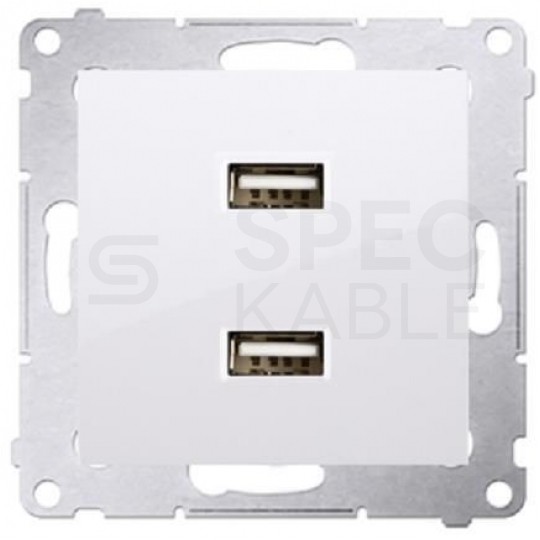 Gniazdo ładowania USB podwójne SIMON 54 białe 2x USB (5V / 2,1A) Kontakt Simon DC2USB.01/11