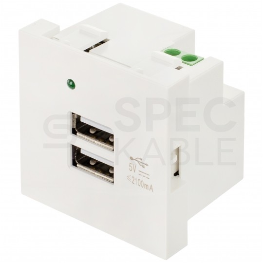 Gniazdo ładowarka 2x USB 5V DC / 2,1A moduł 2M 45x45 biały Mediabox