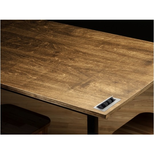 Gniazdo meblowe chowane w blat KOMBI BOX aluminiowe potrójne 3x [2P+Z] 16A z przewodem 1,5m