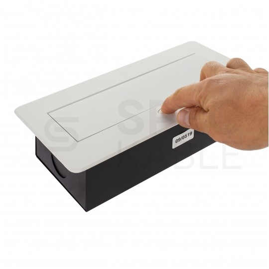 Gniazdo meblowe chowane w blat KOMBI BOX białe potrójne 3x [2P+Z] 16A z przewodem 1,8m