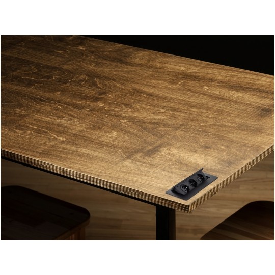 Gniazdo meblowe chowane w blat KOMBI BOX czarne potrójne 3x [2P+Z] 16A z przewodem 1,8m