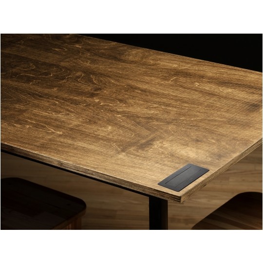 Gniazdo meblowe chowane w blat KOMBI BOX czarne potrójne 3x [2P+Z] 16A z przewodem 1,8m