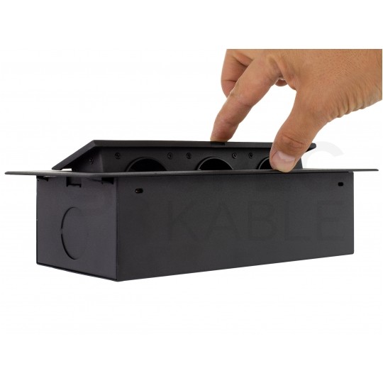 Gniazdo meblowe chowane w blat KOMBI BOX czarne potrójne 3x [2P+Z] 16A z przewodem 1,8m