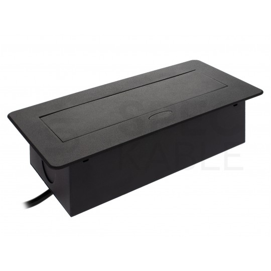 Gniazdo meblowe chowane w blat KOMBI BOX czarne potrójne 3x [2P+Z] 16A z przewodem 1,8m