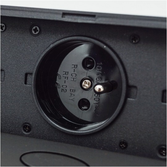 Gniazdo meblowe chowane w blat podwójne 2x [2P+Z] 10A + gniazdo ładowania 2x USB A (5V / 2,1A) metalowe czarne z przewodem 1,5m ADELID