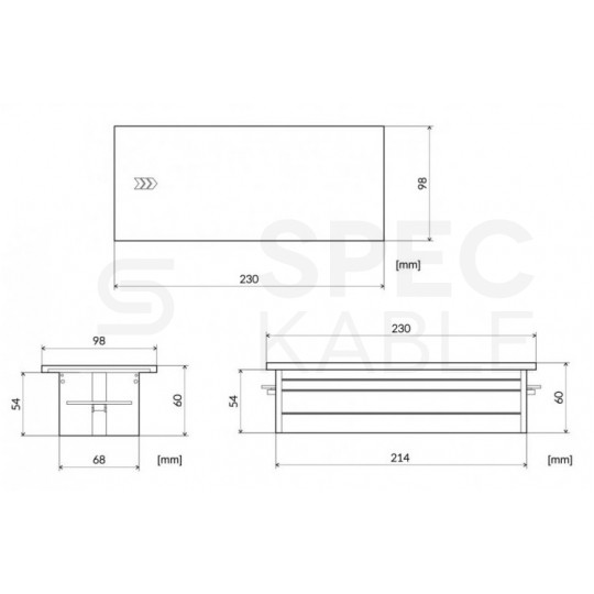 Gniazdo meblowe chowane w blat potrójne 3x [2P+Z] 16A srebrne z przesuwną pokrywą 1,5m ORNO