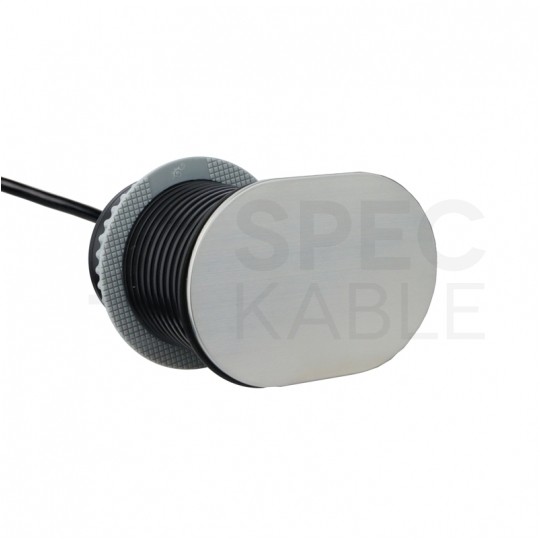 Gniazdo meblowe chowane w blat SLIDE BOX okrągłe aluminiowe pojedyncze 1x [2P+Z] Schuko 16A + gniazdo ładowania 1x USB A 1x USB C (5V / 3,4A) z przewodem 1,9m