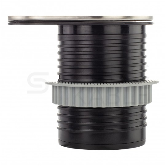 Gniazdo meblowe chowane w blat SLIDE BOX okrągłe aluminiowe pojedyncze 1x [2P+Z] Schuko 16A + gniazdo ładowania 1x USB A (5V / 2,4A)