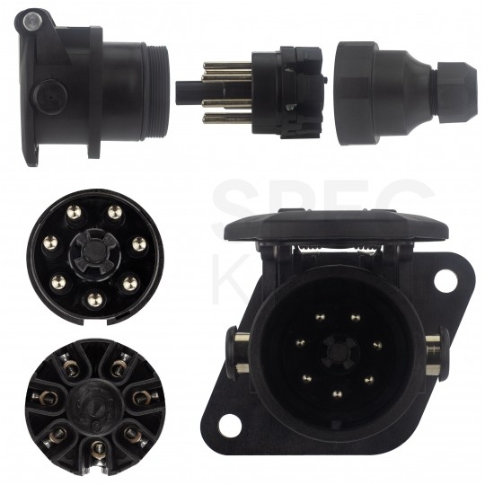 Gniazdo naczepowe do systemu EBS/ABS 7-pin 24V skręcane