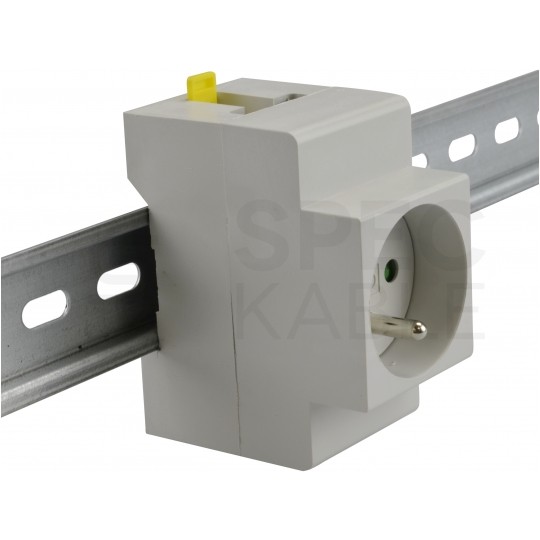 Gniazdo prądowe [2P+Z] 230V 16A na szynę DIN TH35 szare PAWBOL