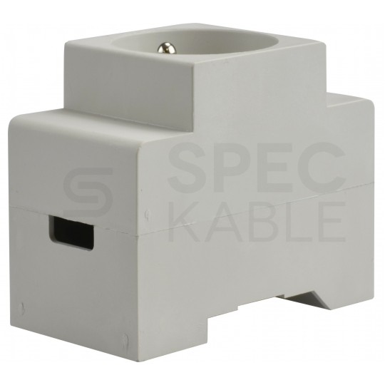 Gniazdo prądowe [2P+Z] 230V 16A na szynę DIN TH35 szare PAWBOL