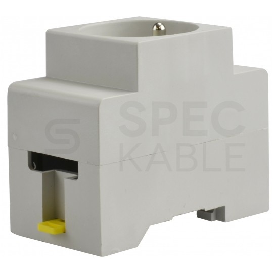 Gniazdo prądowe [2P+Z] 230V 16A na szynę DIN TH35 szare PAWBOL