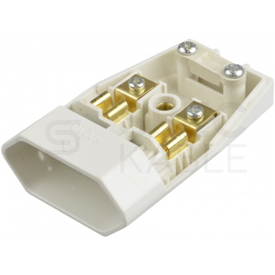 Gniazdo prądowe płaskie [2P] 230V 2,5A białe na kabel