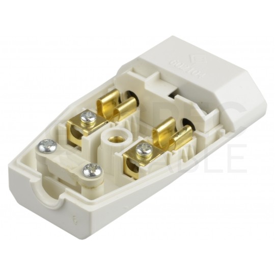Gniazdo prądowe płaskie [2P] 230V 2,5A białe na kabel