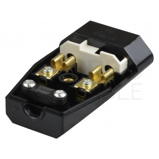 Gniazdo prądowe płaskie [2P] 230V 2,5A czarne na kabel