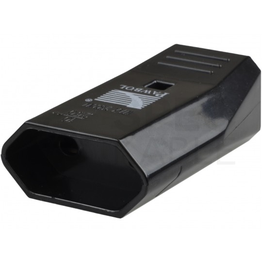 Gniazdo prądowe płaskie [2P] 230V 2,5A czarne na kabel