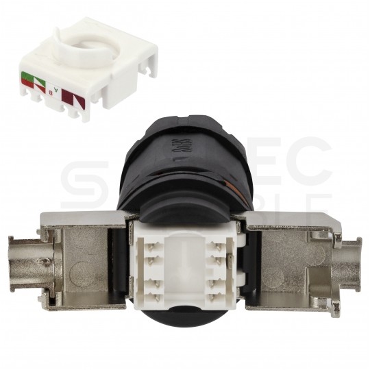 Gniazdo RJ45 kat.6A ekranowane STP przemysłowe do montażu w obudowie z zaślepką IP68 NEKU