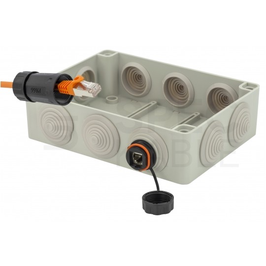 Gniazdo RJ45 kat.6A ekranowane STP przemysłowe do montażu w obudowie z zaślepką IP68 NEKU