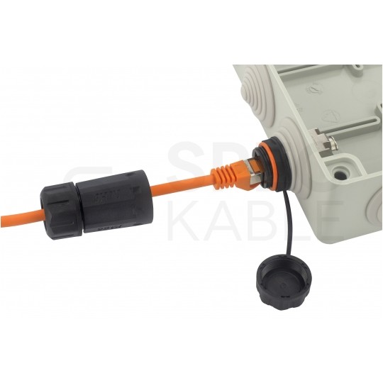 Gniazdo RJ45 kat.6A ekranowane STP przemysłowe do montażu w obudowie z zaślepką IP68 NEKU