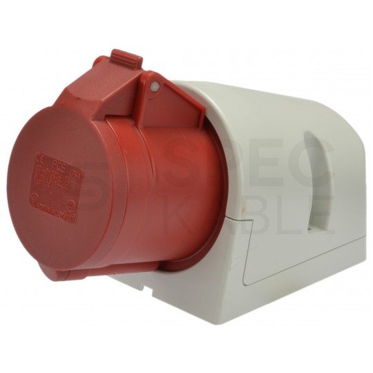 Gniazdo siłowe z klapką [4p] 32A 400V stałe IP44 PCE do obudowy