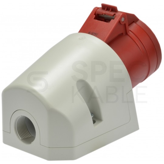 Gniazdo siłowe z klapką [4p] 32A 400V stałe IP44 PCE do obudowy