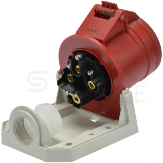 Gniazdo siłowe z klapką [4p] 32A 400V stałe IP44 PCE do obudowy