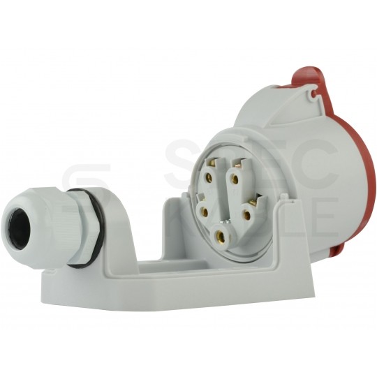 Gniazdo siłowe z klapką [5p] 16A 400V stałe IP44 PAWBOL do obudowy
