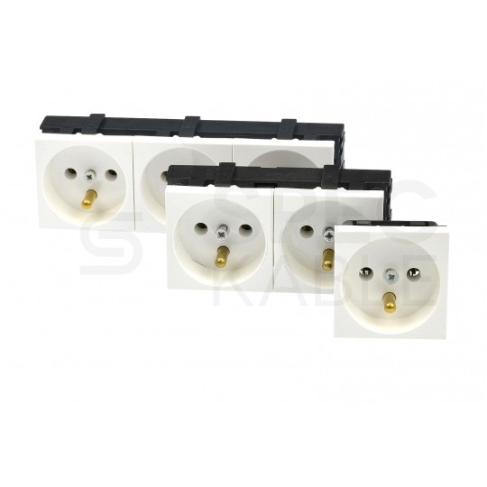 Gniazdo zasilające 230V [2P+Z] 2M 45x45 białe Mediabox