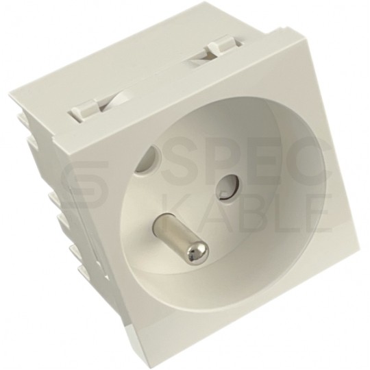 Gniazdo zasilające 230V [2P+Z] 2M 45x45 z kluczem białe Mediabox do budowy gniazd modułowych wielokrotnych Alantec