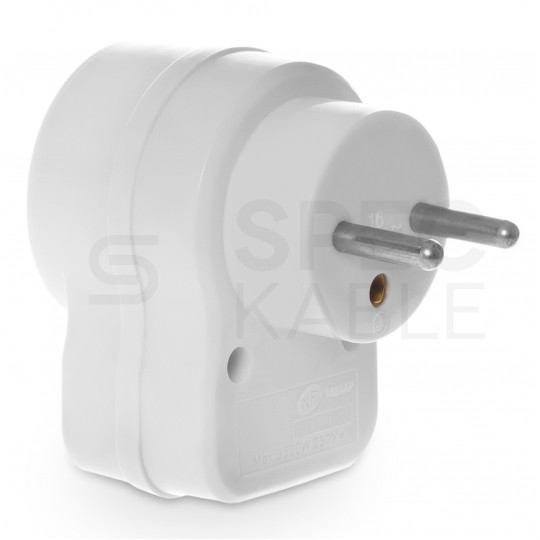 Gniazdo zasilające [2P+Z] 230V 10A białe BASIC z wyłącznikiem