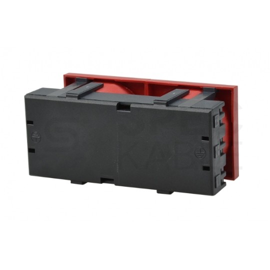 Gniazdo zasilające DATA 2x 230V [2P+Z] 4M 90x45 czerwone z blokadą Mediabox