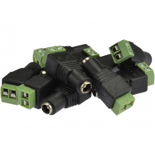 Gniazdo zasilające DC 2,1/5,5 mm z szybkozłączem złącze proste skręcane na kabel prądu stałego 20szt