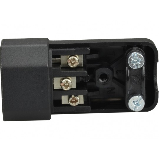 Gniazdo zasilające IEC320 C14 złącze komputerowe (męskie) [2P+Z] 230V 10A na kabel do 8,0mm